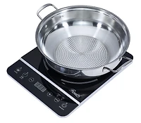Table de cuisson à induction portable Rosewill RHAI-21001, cuisinière électrique 1800 W, cuisinière à brûleur unique économe en énergie, comprend une casserole en acier inoxydable 18-8 de 10" 3,5 Qt