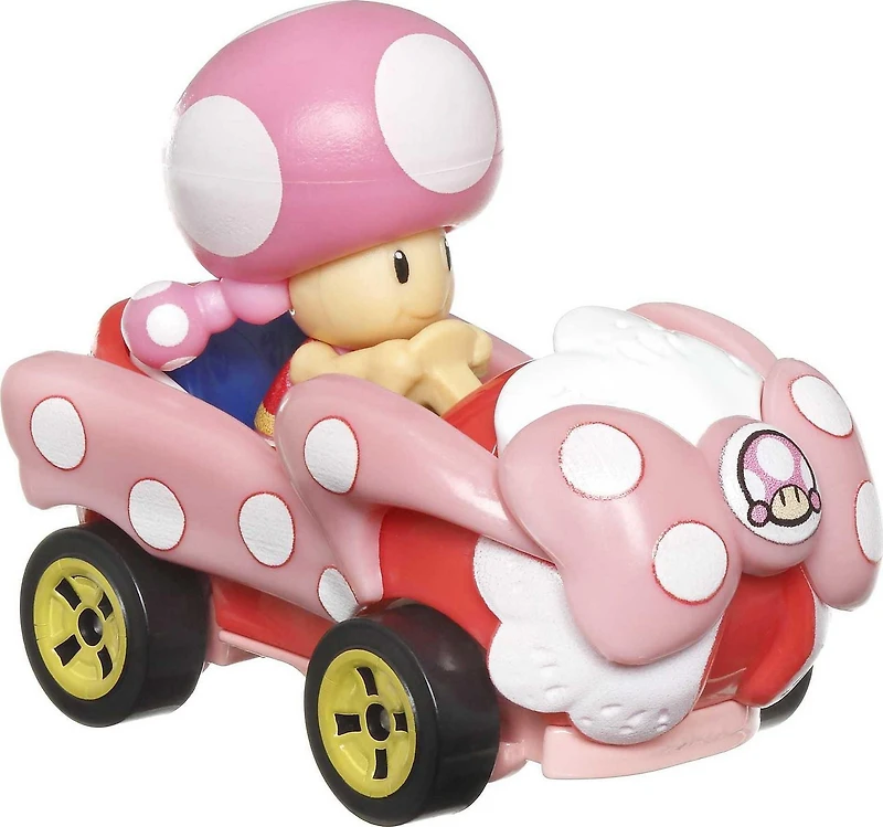 Personnages et karts de Mario Kart Toadette Fille D'Anniversaire véhicule Hot Wheels en métal moulé sous pression à l’échelle 1:64