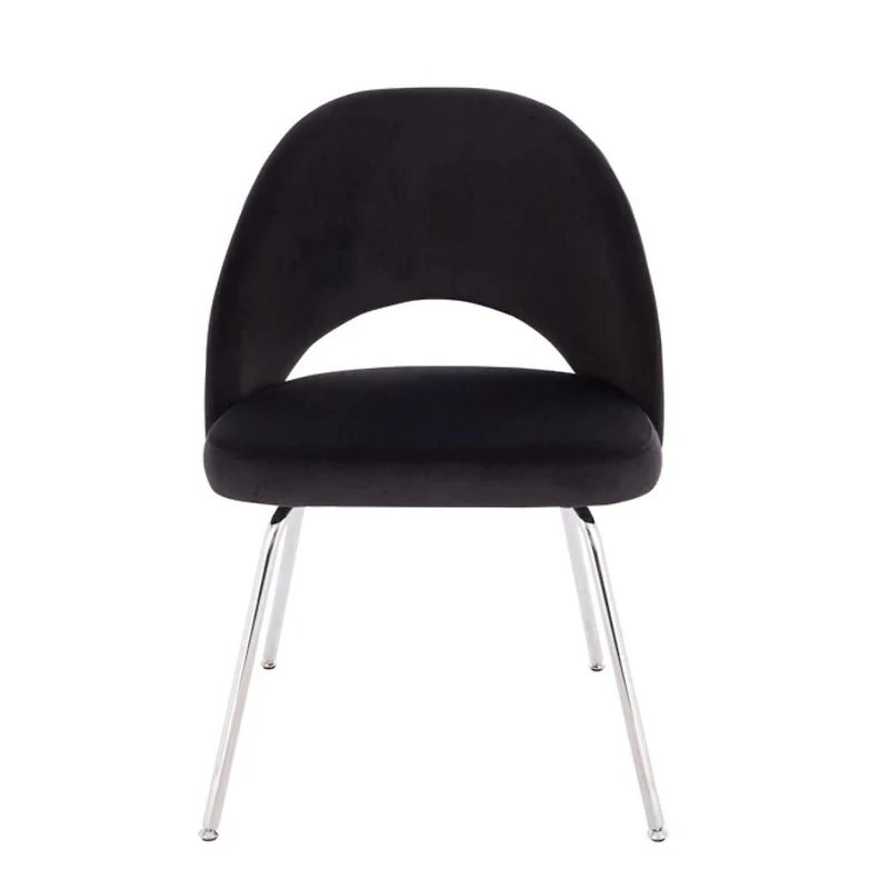 Ensemble de 2 chaises de salle à manger en velours noir – Design moderne, pieds chromés, dossier confortable, assise robuste et élégante, élégance noire.