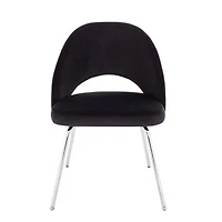 Ensemble de 2 chaises de salle à manger en velours noir – Design moderne, pieds chromés, dossier confortable, assise robuste et élégante, élégance noire.