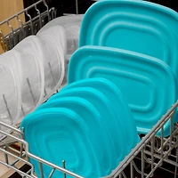 Contenants de conservation des aliments TakeAlongs de Rubbermaid, 686 mL (2,9 tasses), contenants pour préparation des repas, contenants pour aliments avec couvercles, bleu-turquoise en séri paquet de 4
