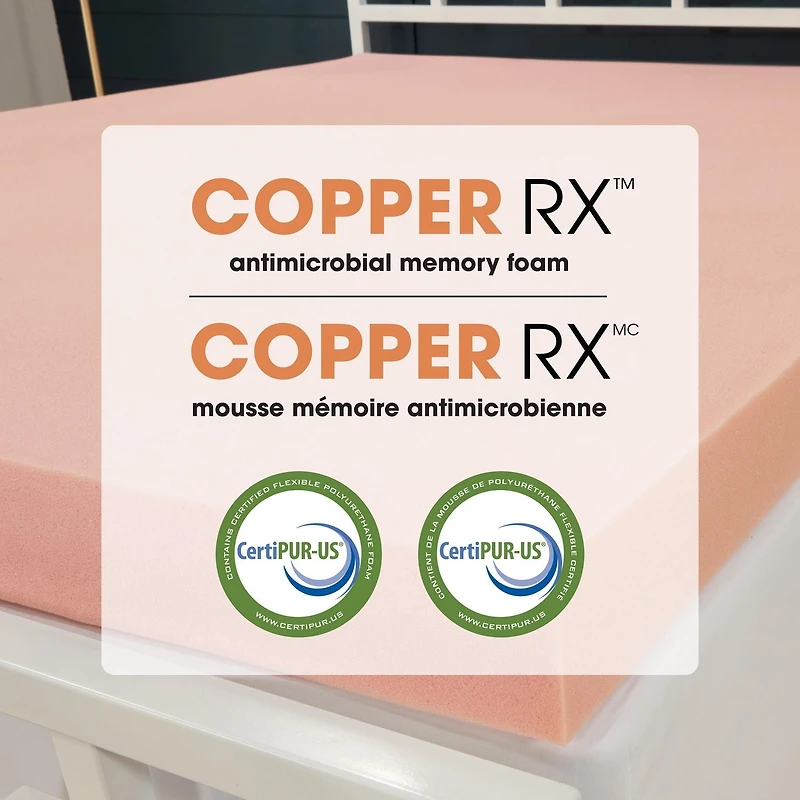 Dream Serenity 3" COPPER RX Memory Foam Mattress Topper, Double