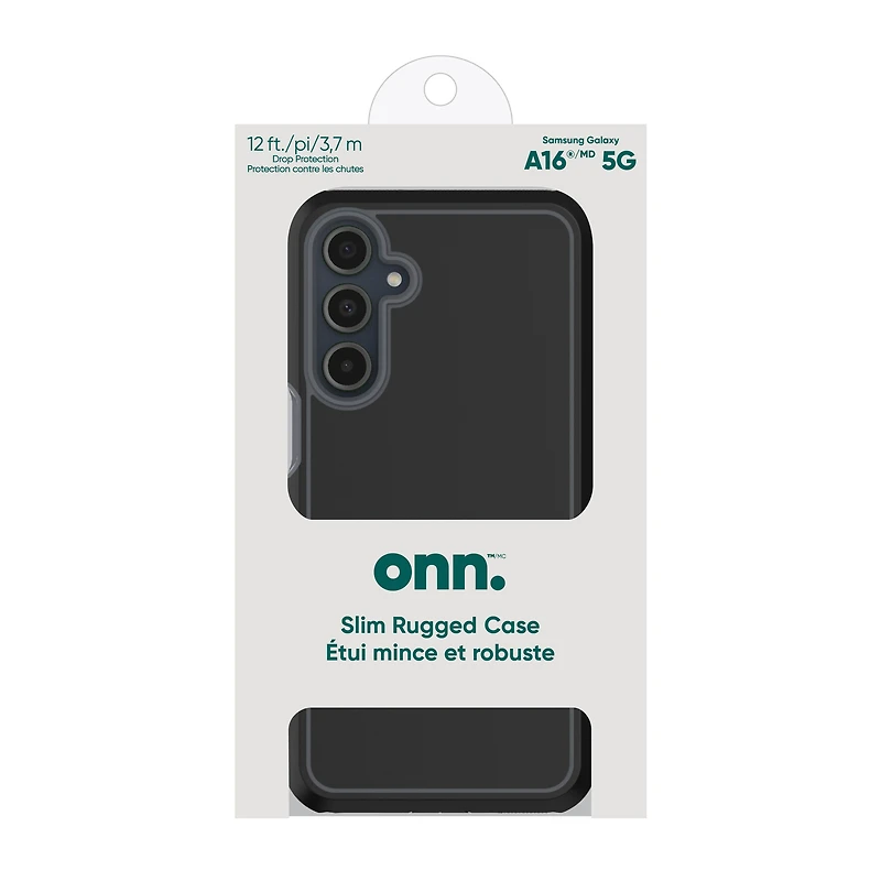 onn. Slim Rugged Case for Samsung Galaxy A16 5G - Black, onn. Slim Rugged Case A16 Blk