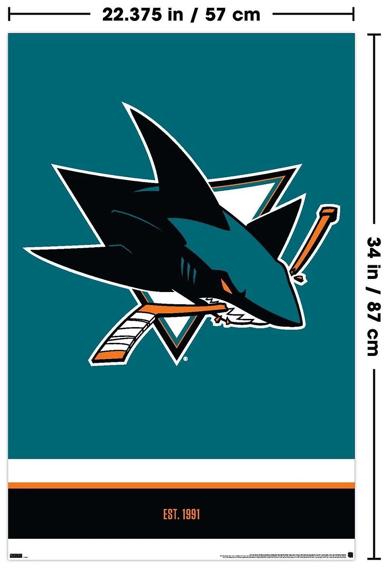 NHL San Jose Sharks - Logo 21 Wall Poster, 22.375" x 34"