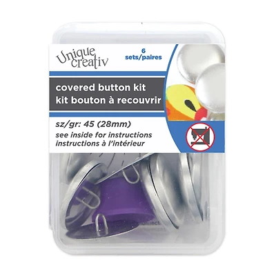 UNIQUE Creativ Ensemble de boutons recouverts – boutons de tissu à fabriquer