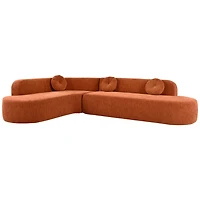 Canapé d'angle extra large Noble House 122'', revêtement en tissu doux, design incurvé élégant, orange