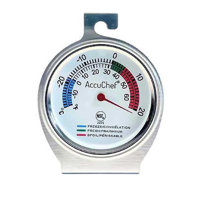 AccuChef freezer/refrigerator thermometer, Stainless Steel, hangs or stands alone, Model 2225