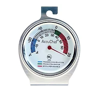 AccuChef freezer/refrigerator thermometer, Stainless Steel, hangs or stands alone, Model 2225
