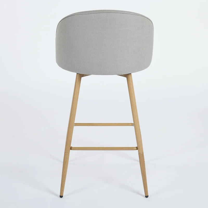 Homy Casa Set of 2 Contemporary Bar Stools, 26 in. Seat Height with Fabric Upholstery and Wooden Legs