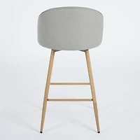 Homy Casa Set of 2 Contemporary Bar Stools, 26 in. Seat Height with Fabric Upholstery and Wooden Legs