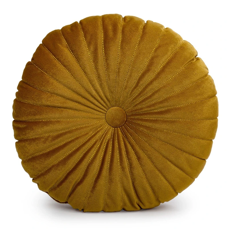 Truu Design Coussin décoratif rond en faux velours