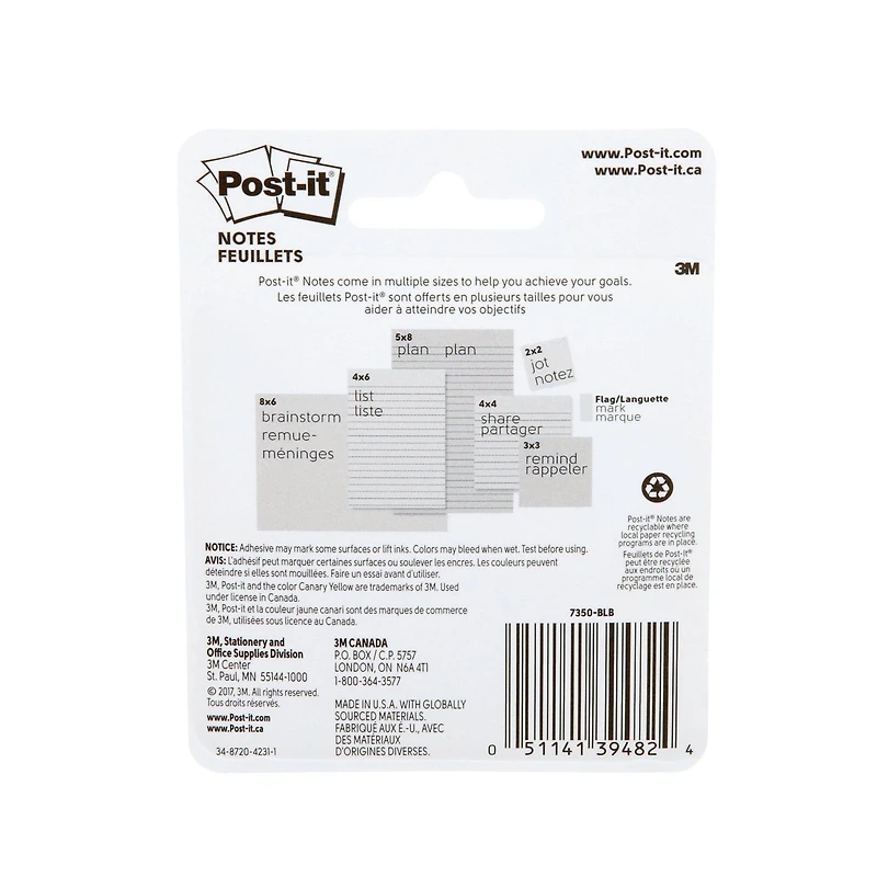 Post-it® Notes, 7350-BLB, thought bubble-shaped, light blue, green, 2.6 in x 2.6 in (66 mm x 66 mm), 2 per pack