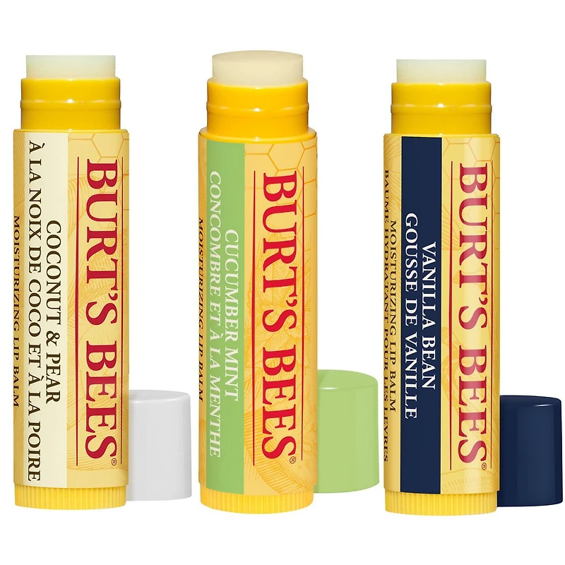 Burt’s Bees® 100% Natural Origin Moisturizing Lip Balm, Assorted Flavours with Fruit Extracts - 3 Pack