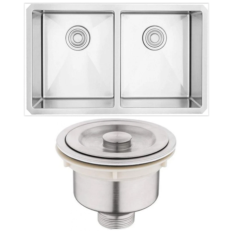 American Imaginations 29-in. W Undermount Brushed Nickel Kitchen Sink Set For Deck Mount Drilling - Strainer Included AI-29399