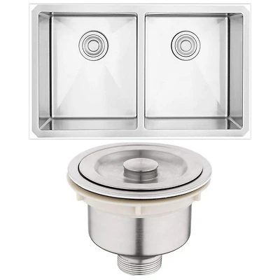 American Imaginations 29-in. W Undermount Brushed Nickel Kitchen Sink Set For Deck Mount Drilling - Strainer Included AI-29399