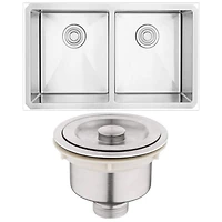 American Imaginations 29-in. W Undermount Brushed Nickel Kitchen Sink Set For Deck Mount Drilling - Strainer Included AI-29399