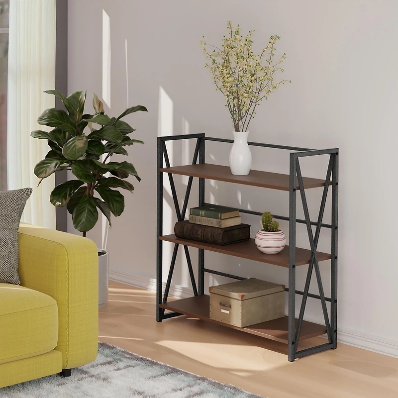 Isa 3-Tier Shelf Graphite and Walnut