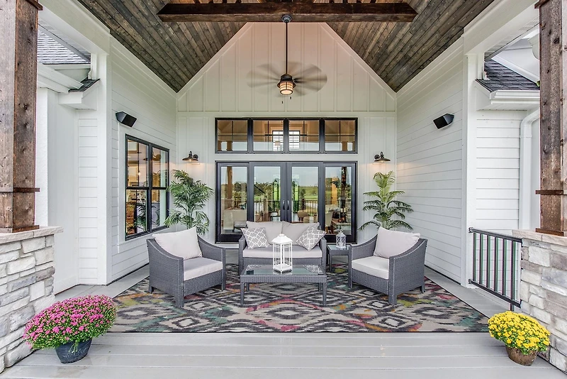 Outdoor Washable Grayton Ivory & Charcoal 7' x 9' Area Rug