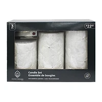 Hometrends Pearlescent Snowflake with Gem LED Pillar Candle Set with Remote Control