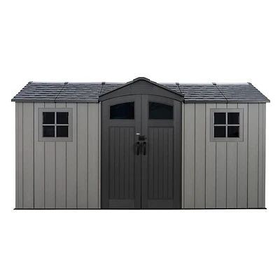 Abri de rangement extérieur Lifetime 14,5 pieds x 7 pieds avec entrée latérale - Abri durable et résistant aux intempéries pour jardin, outils et équipement