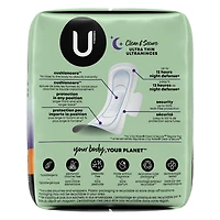 U by Kotex Clean & Secure Ultra Thin Overnight Pads with Wings, 40 Count