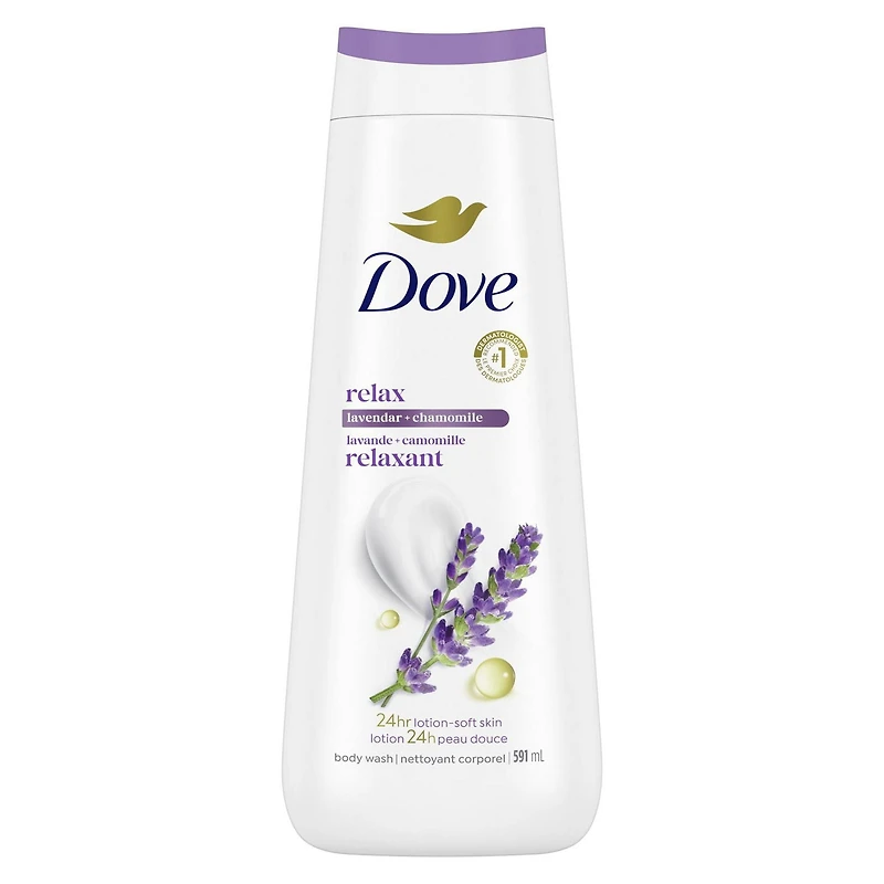 Dove Body Wash Relax Lavender Oil & Chamomile 24hr Moisturizing Skin Cleanser for Lotion-Soft Skin