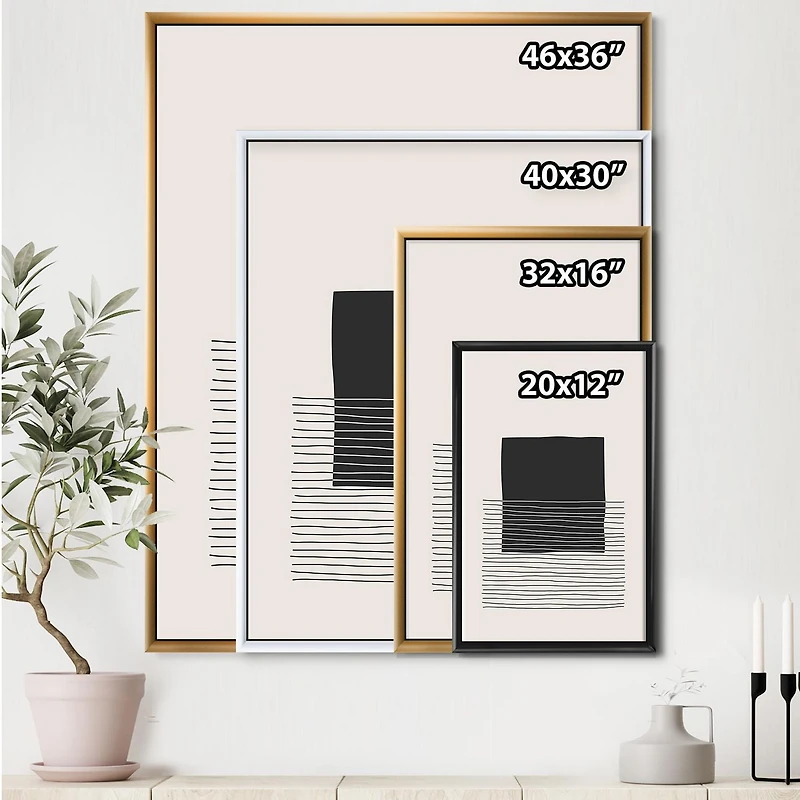 Designart Minimal Geometric Lines And Squares VIII FLOAT FRAME WALL ART