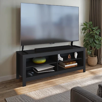 CorLiving Meuble TV en Faux Bois Norio avec 4 Étagères Ouvertes pour Téléviseurs jusqu'à 75 Pouces