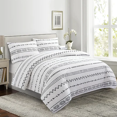 Literie toutes saisons Marina Decoration, housse de couette ultra douce et soyeuse, en rayonne de bambou richement imprimée, avec taies d'oreiller, motif géométrique moderne et simplifié