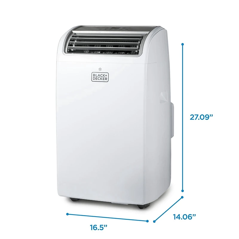 Climatiseur portatif BLACK+DECKER, 8 150 BTU SACC/CEC (12 000 BTU ASHRAE 128) pour pièces jusqu'à 550 pi², blanc