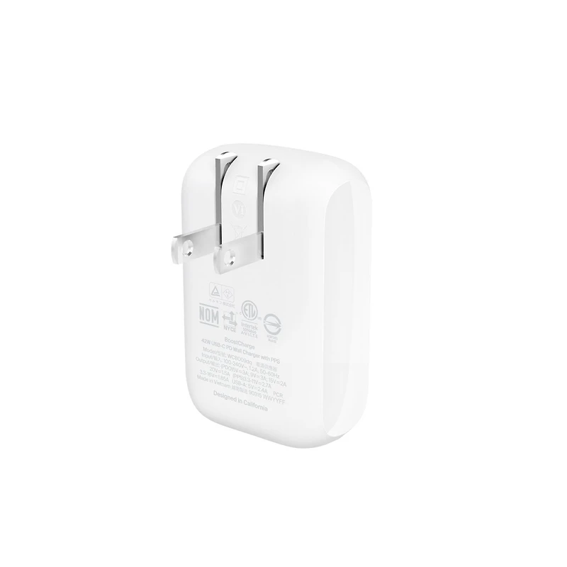 Chargeur mural double port Belkin BoostCharge 42 W, chargeur USB-C + USB-A, charge rapide pour iPhone 15, 15 Plus, 15 Pro, 15 Pro Max, 14, 14 Pro Max, iPhone 13, Galaxy S23 Ultra, iPad, AirPods et plu CHARGEUR MURAL USB-C PPS PD 42W