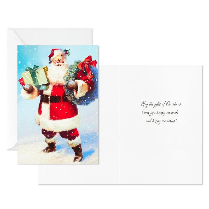 Connections from Hallmark Boxed Christmas Cards (Classic Santa With Gifts), 18 ct.