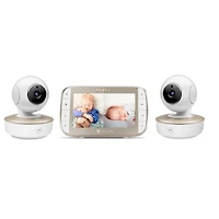 Motorola VM50G Video Baby Monitor with Pan, Tilt & Zoom - 2 Camera Set - White & Gold