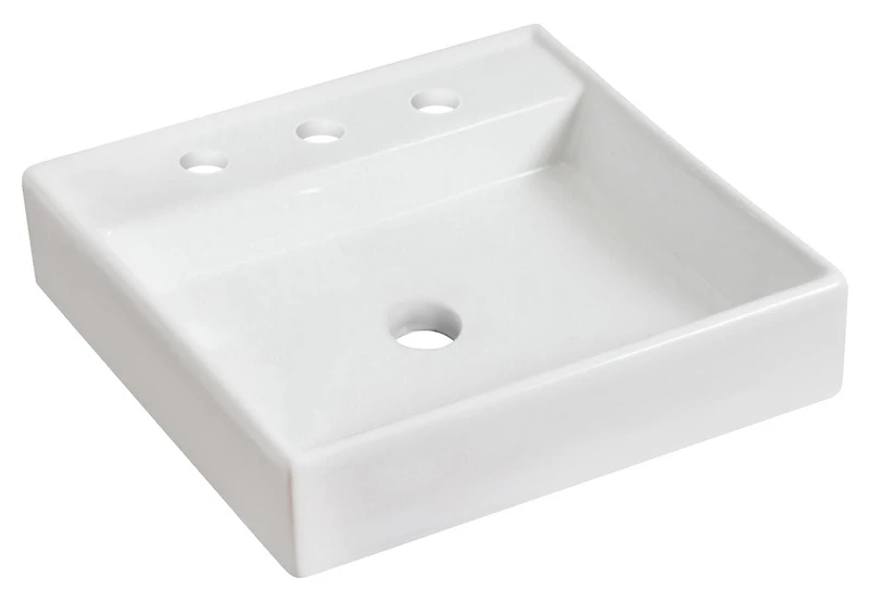 American Imaginations 17.5-in. W Above Counter White Bathroom Vessel Sink Set For 3H8-in. Center Faucet AI-33902