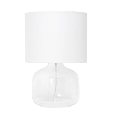 Simple Designs  Glass Table Lamp with Fabric Shade, Clear with Gray Shade