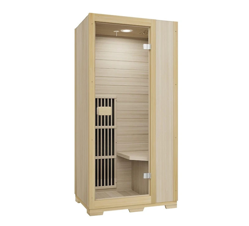 Blisspod 1-Person Far Infrared Sauna Hemlock Low EMF 3 Heaters – Natural