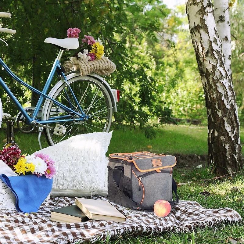 Glacière pliable Ozark Trail 24 canettes avec doublure rigide, couleur bleue, capacité de volume de 8,37 pintes ou unité de mesure de 24 canettes.