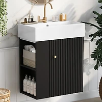 Homy Casa 30 in Onyx Black Kitchen Sideboard with Ceramic Sink
