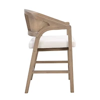 Noble House Wooden Frame Counter Stool Set of 2,Rattan Back with Rubberwood Frame,Beige+Natural Ash