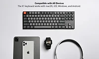 Keychron K1 V2 Wireless Low Profile Mechanical Keyboard - Black - White LED - Aluminum Frame - Gateron Blue - TKL Layout - Windows Mac OS Android (K1-L2)