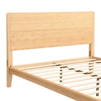 Noble House Lit de plate-forme en bambou complet du milieu du siècle, Support en métal de latte de bois 12" aucun ressort de boîte nécessaire, naturel