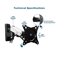 TV moniteur support mural Full Motion pivotant articulé pour écrans 17-27 po de North Bayou F120-S, Argent