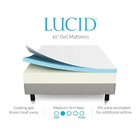 Lucid 10 Inch Dual-Layered Gel Memory Foam Mattress, Twin