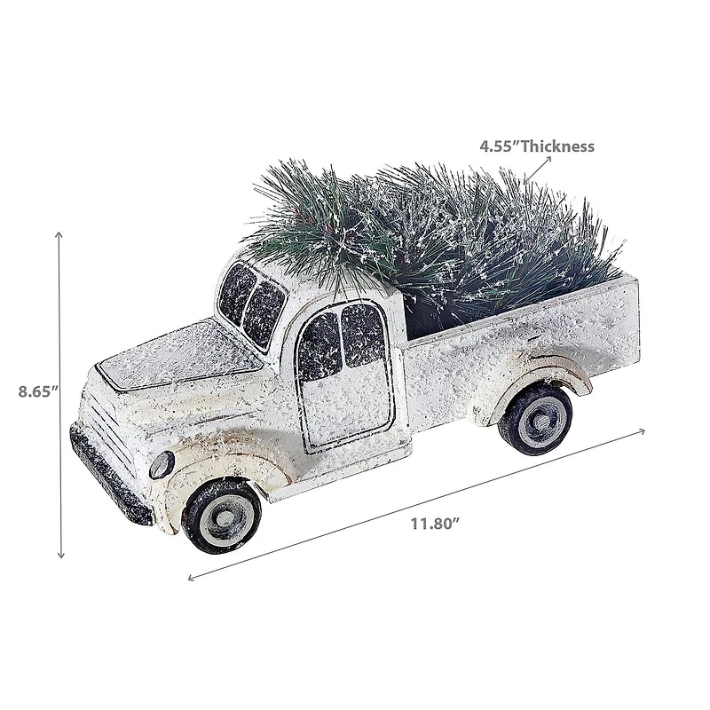 Christmas Wooden White Truck With Tree