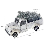 Christmas Wooden White Truck With Tree