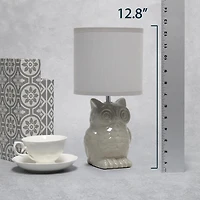 Simple Designs 12.8"  Ceramic Owl Bedside Table Desk Lamp with Matching Fabric Shade for Home Decor, Bedroom, Nightstand, Living Room, Entryway, Kids' Room, Nursery, Dandelion Yellow