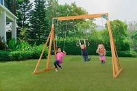 Trailside Wooden Swingset with Two Swings & Trapeze -  Available in 7 Color Options!
