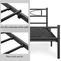 Fullfurnique Metal Platform Bed Frame with Cloud Inspired Design Headboard, Full, Black
