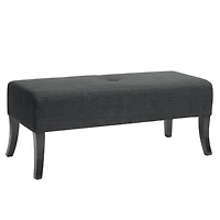 CorLiving Antonio 46" Wide Fabric Upholstered Indoor Bench with Curved Wood Legs, Dark Grey