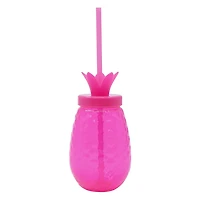 Mainstays Pineapple Pink Plastic Tumbler with Straw, Drinkware, 1 piece
